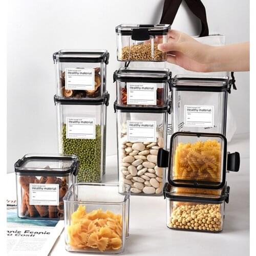 Dry Food Container Bottles Plastic Stackable Kitchen Refrigerator Noodle Box Multigrain Storage Tank Transparent Sealed Cans