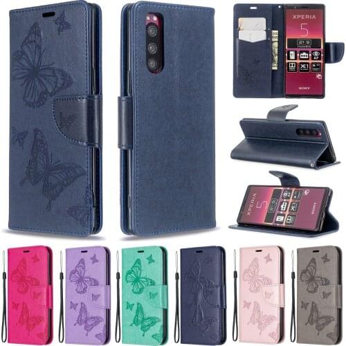 Butterfly Leather Case For Sony Xperia 5 XZ5 Compact Case Wallet Stand Flip Cover For Sony Xperia 8 10 Case Phone Bag Capa