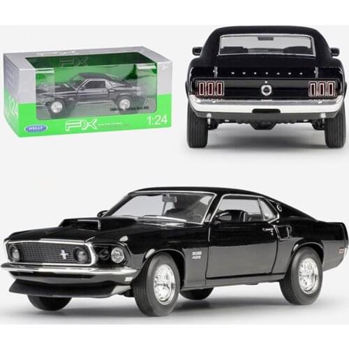 About 19CM 1/24 Scale Metal Alloy Classic Car Diecast Model 1969 Ford Mustang Boss 429 Toy Welly Collecection Toy for Kids Child