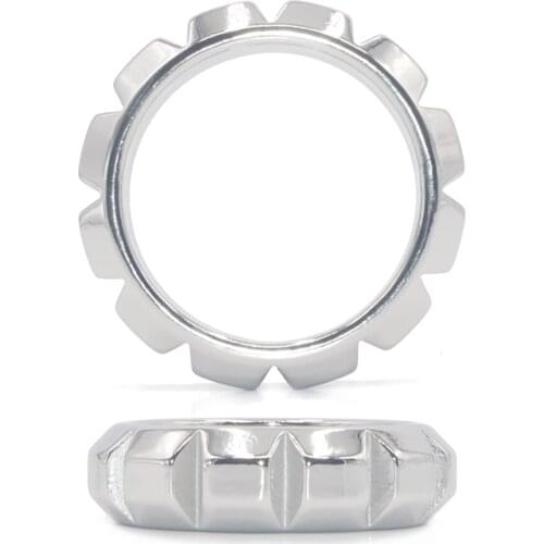 NUUN cock ring stainless steel donut metal penis rings 38mm 47mm harness delay ejaculation SM adult sex toy male chastity device