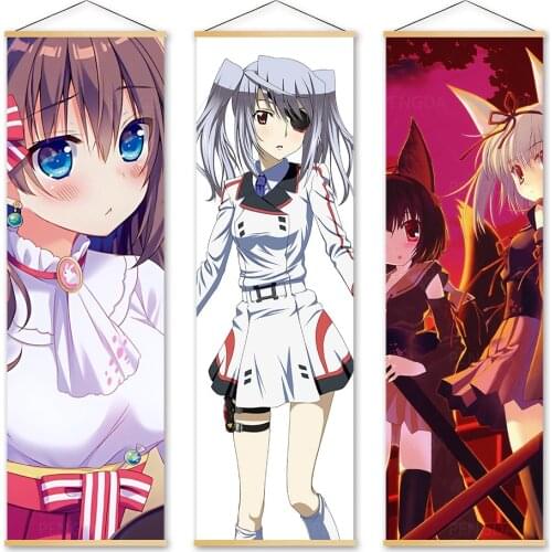 Wall Art Canvas Lovely Girl Pictures Modern Sword Art Online Painting Print Poster Anime Solid Wood Hanging Scrolls Home Decor