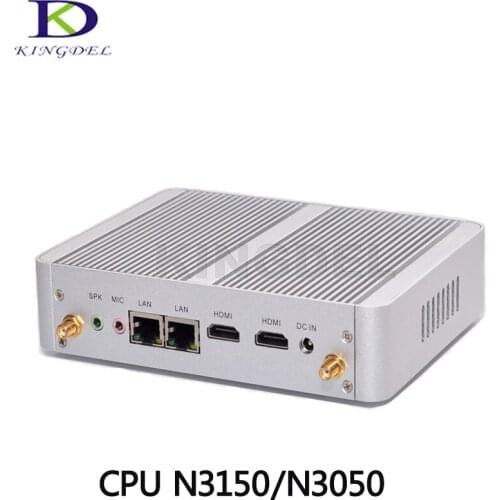 Micro Desktop PC Fanless Computer Celeron N3150 Quad Core/N3050 Dual Core,Cheapest CPU,Dual HDMI,Dual LAN,300M Wifi ,Barebone PC