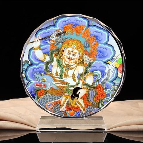 Secret sect protection of Tibetan scripture - white God of wealth, Thangka portrait, Buddha Hall worship, crystal ornament