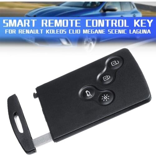 4 Button Smart Card Car Key Card Fob For Renault Koleos Clio Megane Scenic Laguna 433Mhz PCF7952 Chip Remote Key With Blade