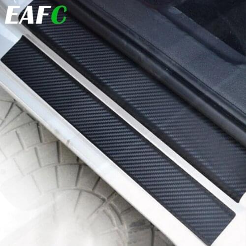 Universal Car Door Sill Guard Sticker Film 4pcs Anti Scratch Carbon Scuff Pedal Guards Cover Door Sill Plate Fiber Sticker