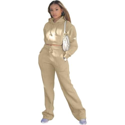 Womens Autumn Winter Fashion Loose Tracksuit Women Soild Long Sleeve Sweater Hoodies And Pants Two-piece Set