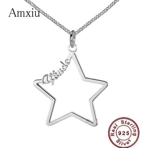 Amxiu Custom Name Necklace Personalized 925 Sterling Silver Necklace Star Pendant Necklace Fashion Jewelry For Women Girls Gift