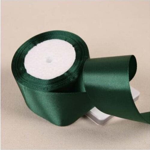 25Yards/Roll Dark Green Silk Satin Ribbon Wedding Party Decoration Gift Ribbon Wrapping Christmas New Year Apparel Sewing Fabric