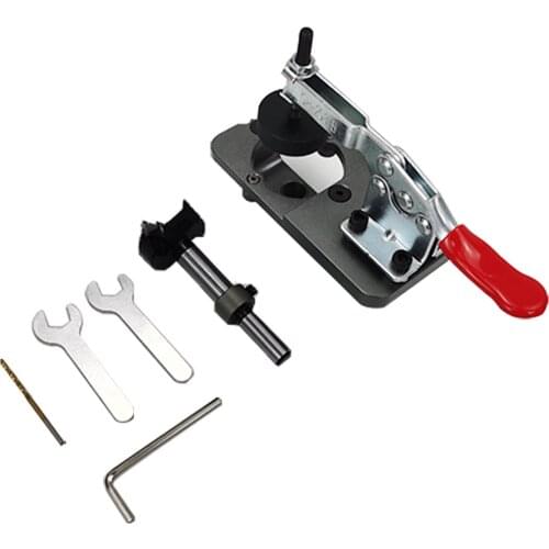 35mm Hinge Hole Opener Woodworking Hole Drilling Guide Locator with Fixture Aluminum Alloy Hole Opener Template Door Cabinets