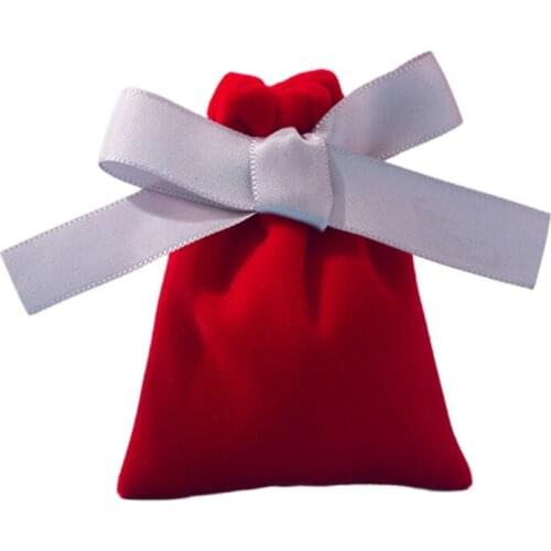 50Pcs 7x9cm Jewelry Velvet Bags with Ribbon Flannel Pouches Gift Packing Decor A0NF
