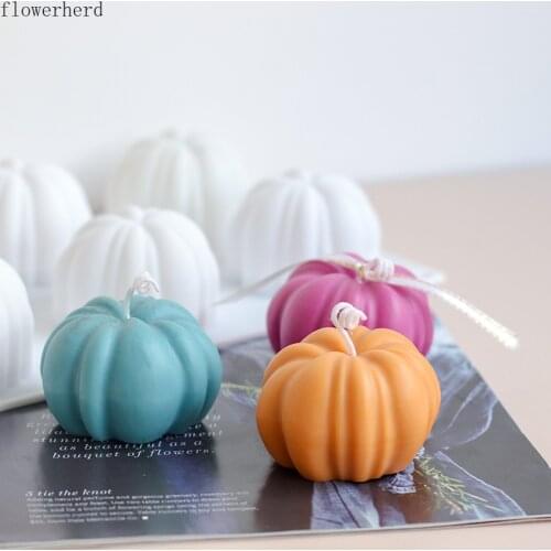 6-hole 3d Pumpkin Candle Silicone Mold Epoxy Resin Molds Christmas Aromatherapy Candle Making Jars DIY Soap Mold Fondant Tools
