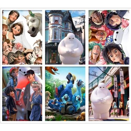 5d Diy Diamond Painting Cartoon Disney Big Hero 6 Movie Poster Diamond Mosaic Embroidery Cross Stitch Full Drill Home Decor Gift