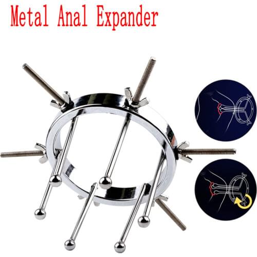 Stainless Steel Anal Stretching Vaginal Dilator Open Plug Adjustable Expanding Butt Plug Sex Toys for Women Adjustable Size BDSM