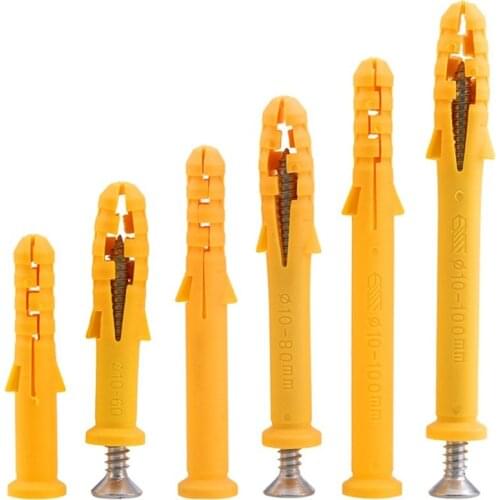 12pcs / Set of Drywall Expansions Plastic Anchor M6m8m10 with M3.5 Self Tapping Screw Plastic Wall Anchor Concrete Jointer