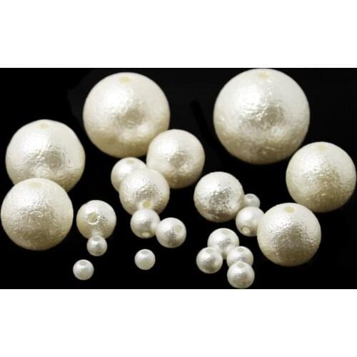 ABS White Imitation Pearl Beads Pick Size 4/6/8/10/12/14/16/18/20mm Fit DIY Bracelet Jewelry Making Wrinkled Skin Round BeadS