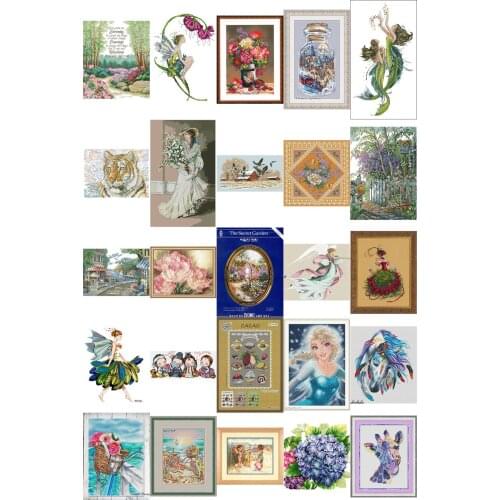 Colofully girls counted cross stitch package flower aida 22ct 25ct 18ct 14ct 11ct embroidery kits cloth people kit embroidery