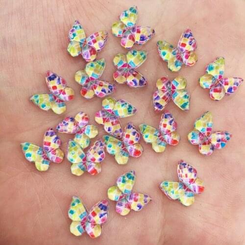 120pcs Bling Resin 10mm Colorful Butterflies Flatback Rhinestone Ornaments DIY Wedding Appliques Craft SW738*3
