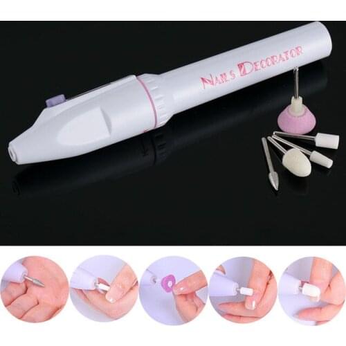 5 Nail Drill Handpiece Bit Professional Battery Electric Nail Drill File Tool Pen Manicure and Pedicure Feet Care Machine Set