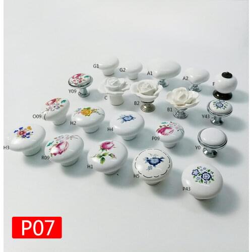 White color Rose lotus love simple knobs Single hole CeramicKitchen Furniture cabinet drawer handle