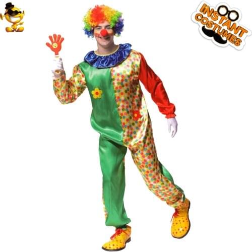 Adult Mens Flower Clown Jumpsuit Costume Cosplay Funny Flower Clown Clothing for Carnival&Halloween Party Costume