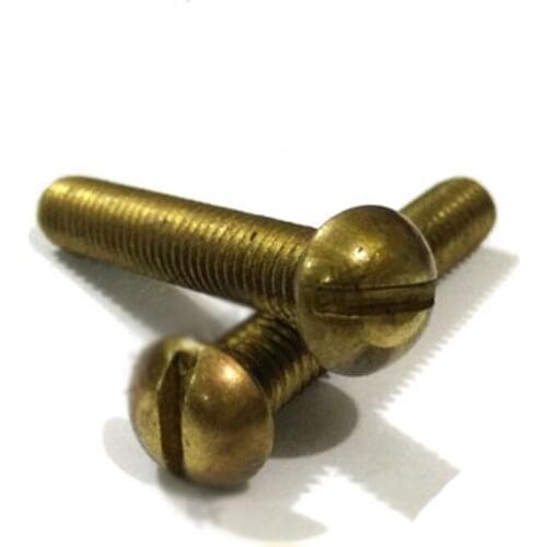 M2.5 M3 M4 Brass Screw Slotted half Round head Screws GB67 Machine Bolts 6-40mm Length