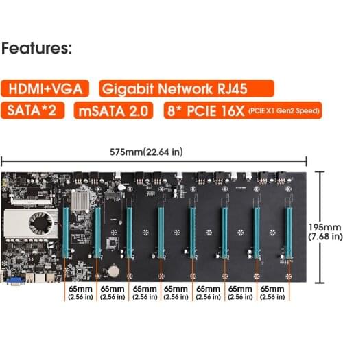 C1FB BTC-S37 Mining Machine Motherboard 8 PCIE 16X Graph Card SODIMM DDR3 SATA3.0