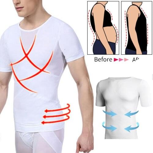 Mens Body Shaper Seamless Compression Shirt Undershirt Slimming Tops Workout Vest Abs Abdomen Slim Shirt Corset