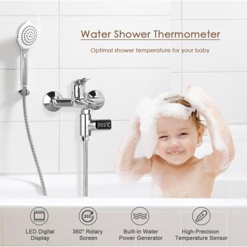 New LED Display Water Shower Thermometer Self-Generating Electricity Water Temperature Monitor Energy Smart Meter thermometer
