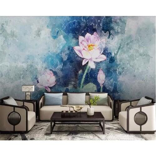 Beibehang wallpaper 3d Vinyl wallpaper ink abstract lotus flower background wall decoration mural 3 d wallpaper wall wallpaper