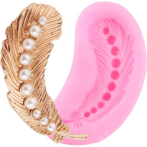 Pearl Feathers Silicone Molds DIY Cupcake Topper Fondant Cake Decorating Tools Jewelry Resin Clay Candy Chocolate Gumpaste Mould