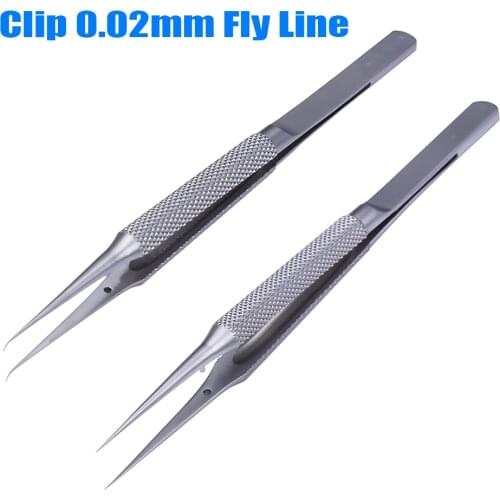 Precision Jump Line Tweezers Pincet Pinzette Clip 0.02mm Fly Line Stainless Steel Tweezers for iPhone Motherboard Repair Tools