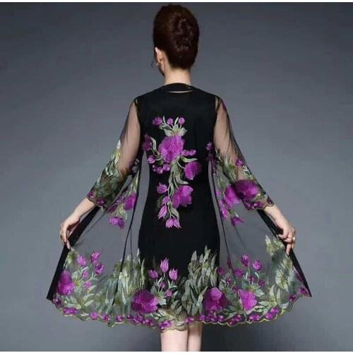 Plus size Heavy net yarn embroidery two-piece dress vestidos