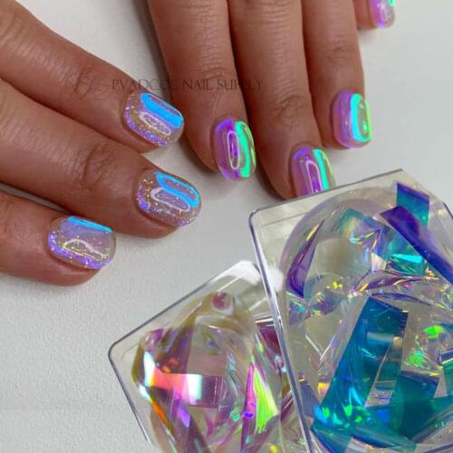Tetty Aurora Film Foil Nail Sticker Paper Glass Stickers for Korean Trend Nails Manicure Holographic Decoration