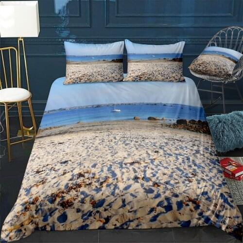 Beach Quilt Cover Pillowcase 3Piece Comforter Bedding Set With Pillow Case Single Double Duvet Cover Home Decora