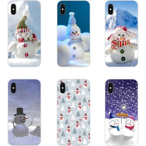 For Samsung A10 A30 A40 A50 A60 A70 Galaxy S2 Note 2 3 Grand Core Prime Sweet Christmas Snowman Style TPU Transparent Shell Case