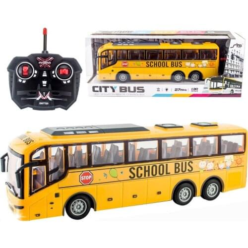 1:30 27Mhz Rc Car Electric Big Remote Control Truck with Light Simulation School City Travel Bus Model Toys for Boys Children