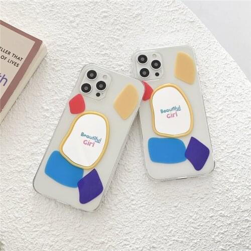 Signalshin For iPhone 12 11 Pro XS MAX XR 7 8 plus Ins Funny Graffiti Mirror Wave Frame Phone Cases Glitter Soft TPU Back Cover