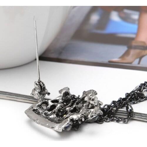 Groom Mens Jewelry Badge Rhinestones Crown Cross Luxury Chain Tassel Brooch Pin-W128