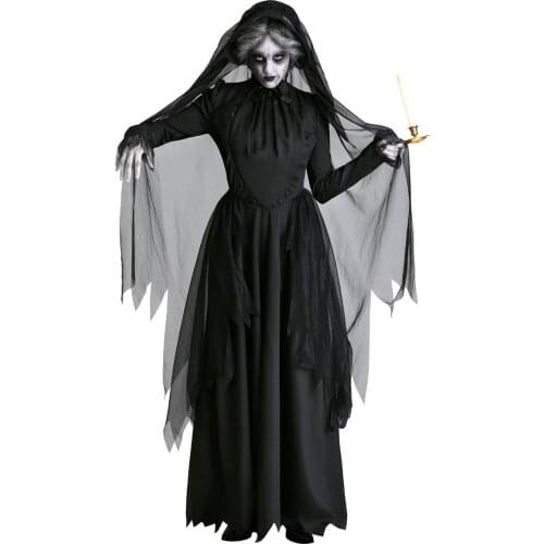 Adult Horror Female Ghost Bride Costume Halloween Fantasia Cosplay Dark Vampire Witch Fancy Dress