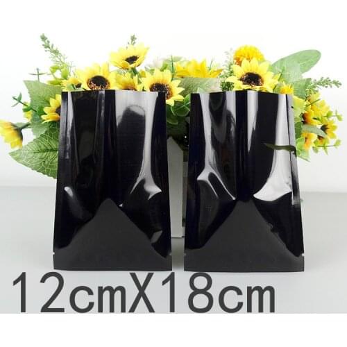12*18cm 100Pcs/Lot Open Top Black Aluminium Foil Plastic Pack Bag Vacuum Pouches Heat Seal Bag Food Nuts Storage Packaging Bags