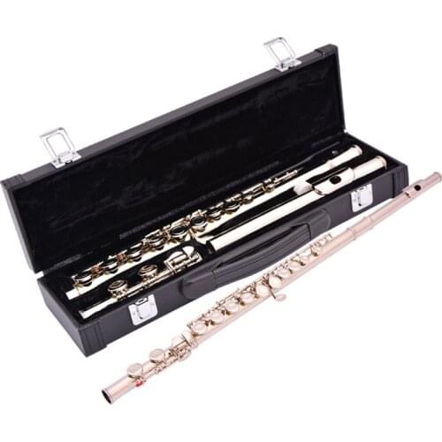 16 key closed Hole Flute nickel-plated silver C Tune E-key melodic professional musical instrument With Case Free Shipping