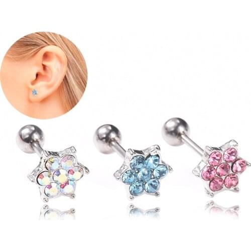2Pc Clear Gem Zircon star Lip Ring Ear Tragus Bar Cartilage Earring Stud Piercing Fashion Jewelry For Sexy Girls