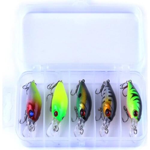 HENGJIA 5pcs 5.4cm/4.2g Fishing Lure Kit Minnow floating Lure Isca Crankbait Bait Pesca Jig Fishing Hook Set With Fishing Tackle