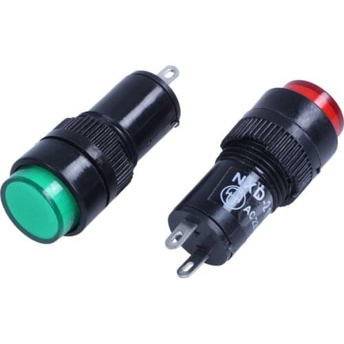 AC 220 V 2 P signaling lamps red green pilot lights bulb indicator 12 pieces