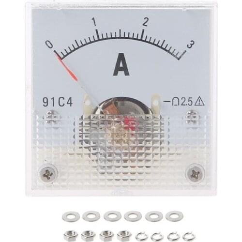 91C4 Ammeter DC Analog Current Meter Panel Mechanical Pointer Type 1/2/3/5/10/20/30/50/100/200/300/500mA A