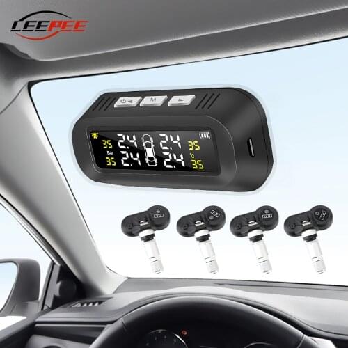 New Mini Solar TPMS 4 Interior Sensors Car Tire Pressure Monitoring System Digital Wireless Tyre Diagnose Alarm Auto Electronics
