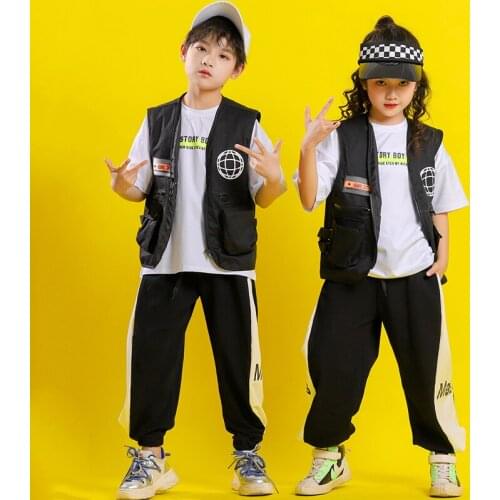 Kids Hip Hop Street Dance Clothing Loose Hiphop Suit Boys Drum Show Wear Girls Jazz Costumes Children Rave Clothes Outfit BL5210