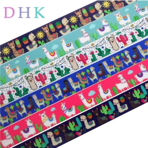 DHK 50yards alpaca cactus printed grosgrain Ribbon Accessory hairbow headwear decoration Wholesale OEM S1010