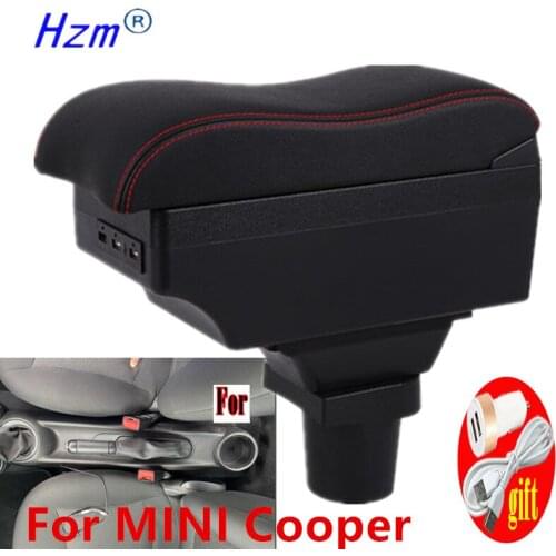 For Mini Cooper Armrest Box Retrofit parts dedicated Car Armrest Center Storage box car accessories band USB