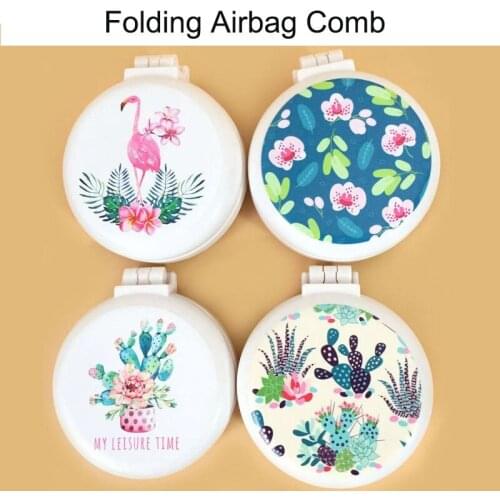 Travel Cartoon Folding Comb Airbag Massage with Mirror Folding Comb Mini Pocket Comb